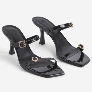 H&M Glossy Black Strappy Heels